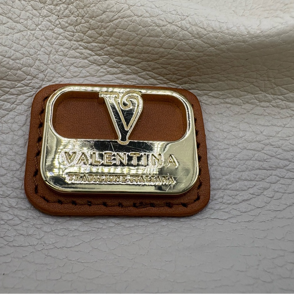 Valentina Italian Leather Hobo Bag Cream & Tan Shoulder Purse - Picture 10 of 13